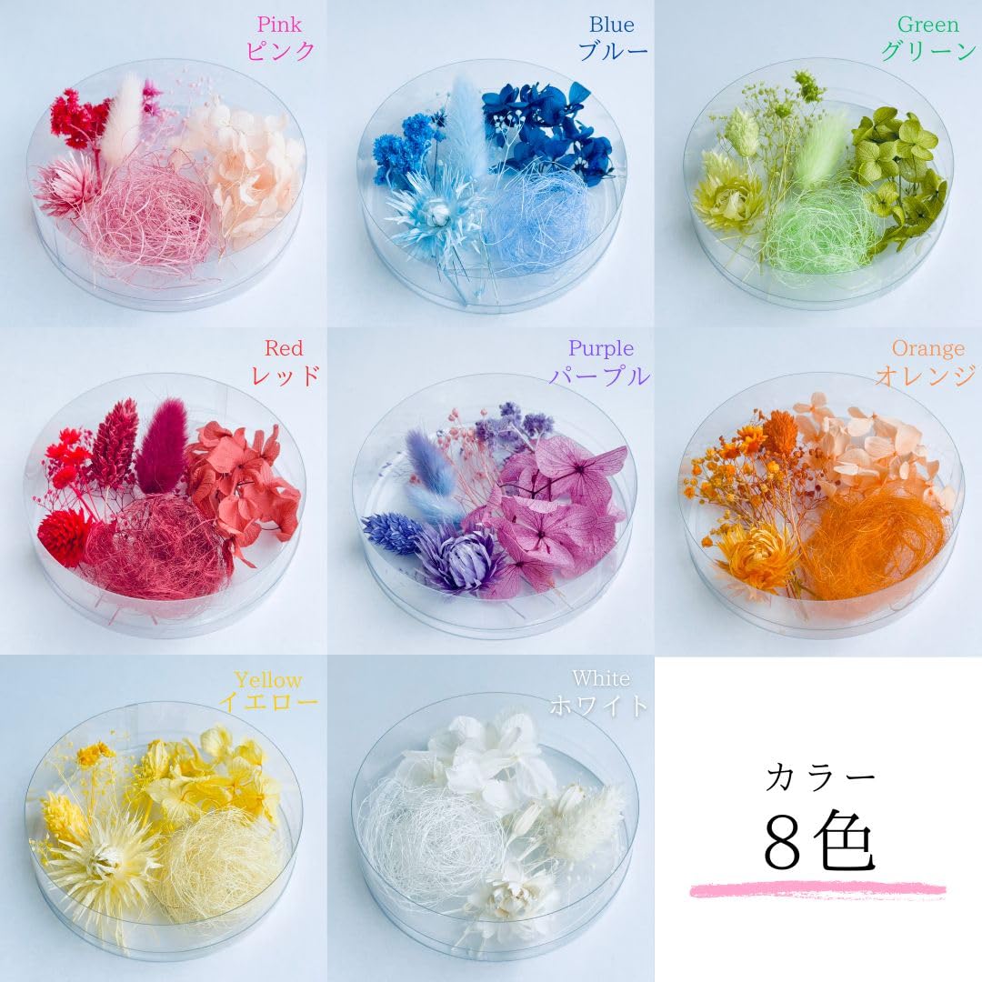 Amazon | ハーバリウム 花材セット 8色入り 花材の詰め合わせ 中身が